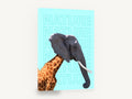 Giraffe Elephant Mashup, elephant giraffe collage typography, animal canvas wall art print ready to hang