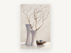 Bare Branches in White, floral canvas wall art print, front view
