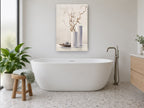 Twisted Willow Vases floral canvas print on the wall of a bathroom