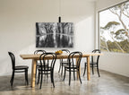 Rain Along the Avenue landscape canvas print on the wall of a dining room