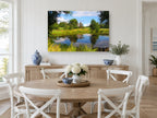 Still Pond Reflections landscape canvas print on the wall of a Hamptons dining room