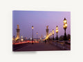 Pont Alexandre Dusk Lamps, paris bridge lamps at dusk photograph, city canvas wall art print ready to hang