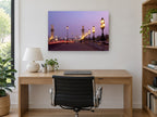 Pont Alexandre Dusk Lamps city canvas print on the wall of a study