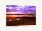 Violet Bay Boat Ramp, purple sunset boat ramp photograph, coastal canvas wall art print ready to hang