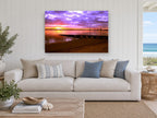 Violet Bay Boat Ramp coastal canvas print on the wall of a beach house living room