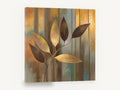 Golden Leaf Spray, golden brown leaf branch contemporary botanical, floral canvas wall art print ready to hang