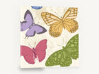 Pastel Butterfly Garden, colourful butterfly illustration on cream, animal canvas wall art print ready to hang