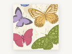 Pastel Butterfly Garden, colourful butterfly illustration on cream, animal canvas wall art print, front view