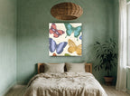 Pastel Butterfly Garden animal canvas print on the wall of a bedroom