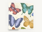 Pastel Butterfly Garden, colourful butterfly illustration on cream, animal canvas wall art print ready to hang