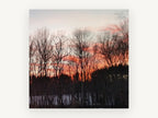 Winter Trees at Dusk, floral canvas wall art print, front view
