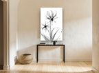 Gloriosa Lily Shadows floral canvas print on the wall of a hallway