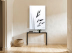 Drifting Oat Heads floral canvas print on the wall of a hallway