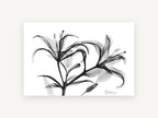Lily Spray in Grey, floral canvas wall art print, front view