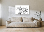 Lily Spray in Grey floral canvas print on the wall of a living room