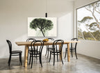 Green Hydrangea X-Ray floral canvas print on the wall of a dining room