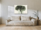 Green Hydrangea X-Ray floral canvas print on the wall of a living room