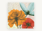 Translucent Orange Bloom Trio, floral canvas wall art print, front view