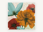 Translucent Bloom Quartet, floral canvas wall art print, front view