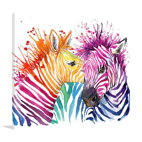 Colorful Zebra Wall Art Print on the wall