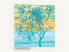 Teal Tree at Dusk, teal tree silhouette abstract botanical, floral canvas wall art print ready to hang
