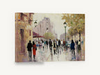 Rainy Boulevard Stroll, paris street scene impressionist, city canvas wall art print ready to hang