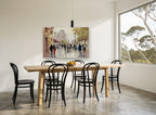 Rainy Boulevard Stroll city canvas print on the wall of a dining room