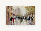 Rainy Boulevard Stroll, paris street scene impressionist, city canvas wall art print, front view