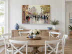 Rainy Boulevard Stroll city canvas print on the wall of a Hamptons dining room