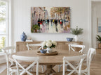Wet Boulevard Strollers city canvas print on the wall of a Hamptons dining room