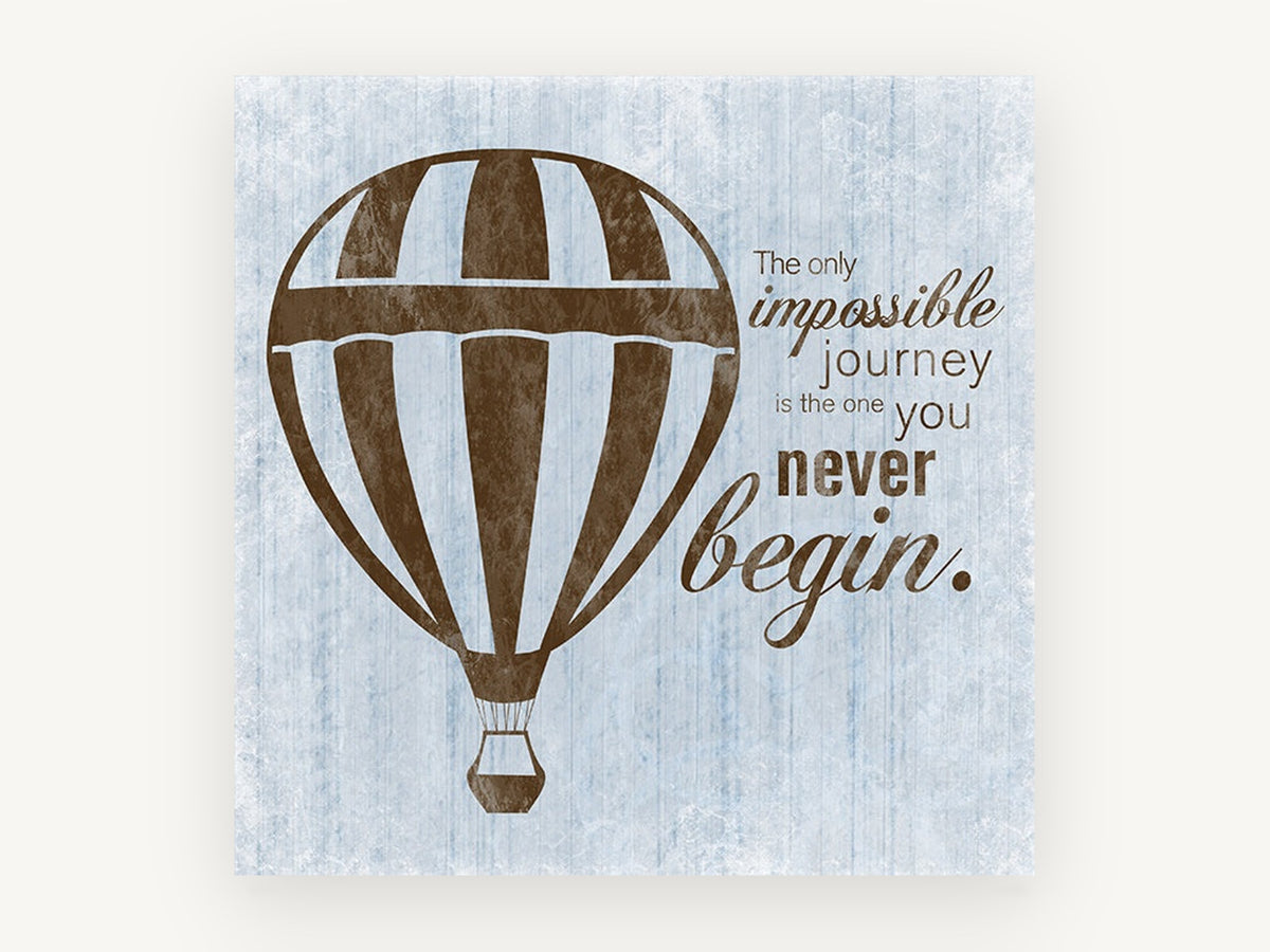 Begin the Journey, vintage canvas wall art print, front view