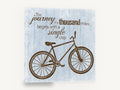 Journey of a Thousand Miles, retro bicycle inspirational quote, stretched canvas wall art print ready to hang