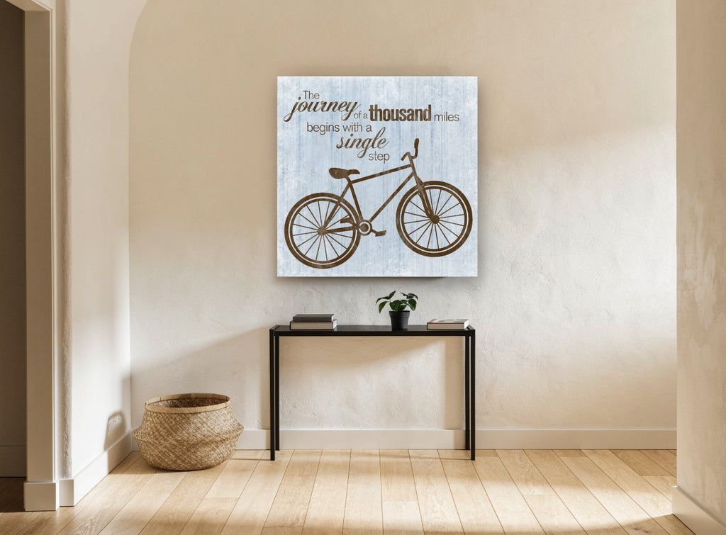 Journey of a Thousand Miles vintage canvas print on the wall of a hallway