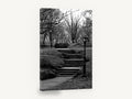 Park Stairs in Winter, central park stairs black and white photograph, city canvas wall art print ready to hang