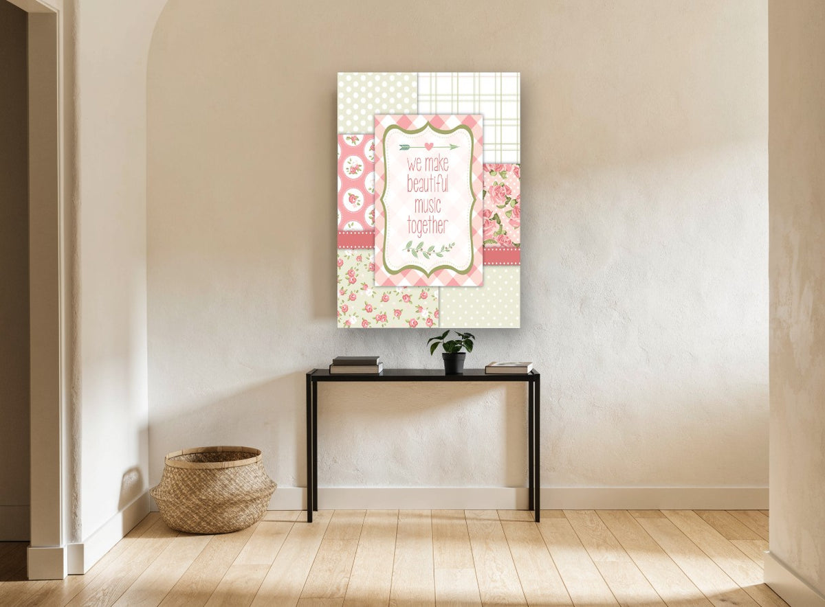 Beautiful Music Together vintage canvas print on the wall of a hallway