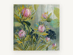 Rain Washed Proteas, floral canvas wall art print, front view