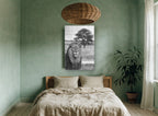 Lion Beneath the Acacia animal canvas print on the wall of a bedroom