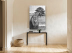 Lion Beneath the Acacia animal canvas print on the wall of a hallway