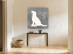 Love My Dog Silhouette animal canvas print on the wall of a hallway