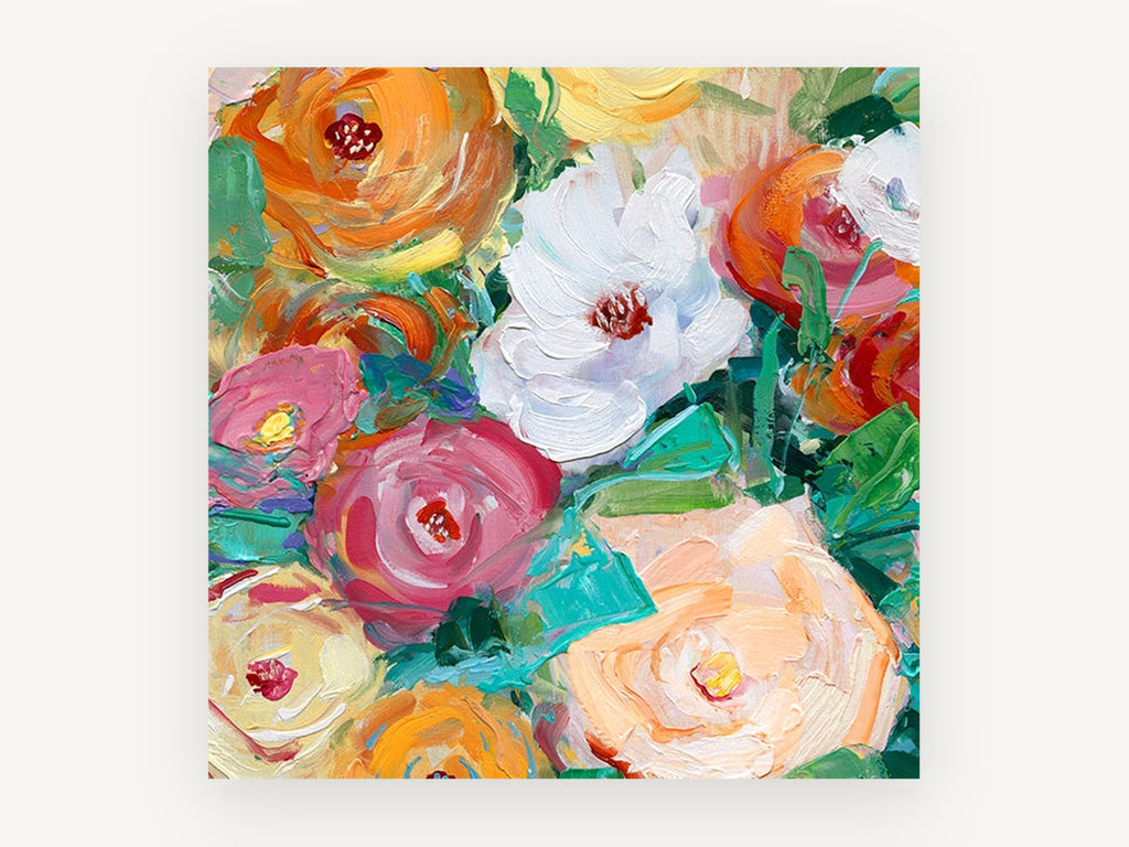 Bright Spring Medley, floral canvas wall art print, front view