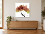 Translucent Aspen Branch floral canvas print on the wall of a living room above a sideboard