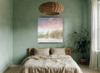 Windswept Dune Grass coastal canvas print on the wall of a bedroom