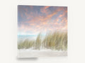 Windswept Dune Grass, dune grass pink sky beach photograph, coastal canvas wall art print ready to hang