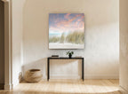 Windswept Dune Grass coastal canvas print on the wall of a hallway