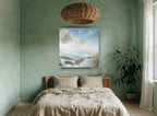 Soft Dune Horizon coastal canvas print on the wall of a bedroom