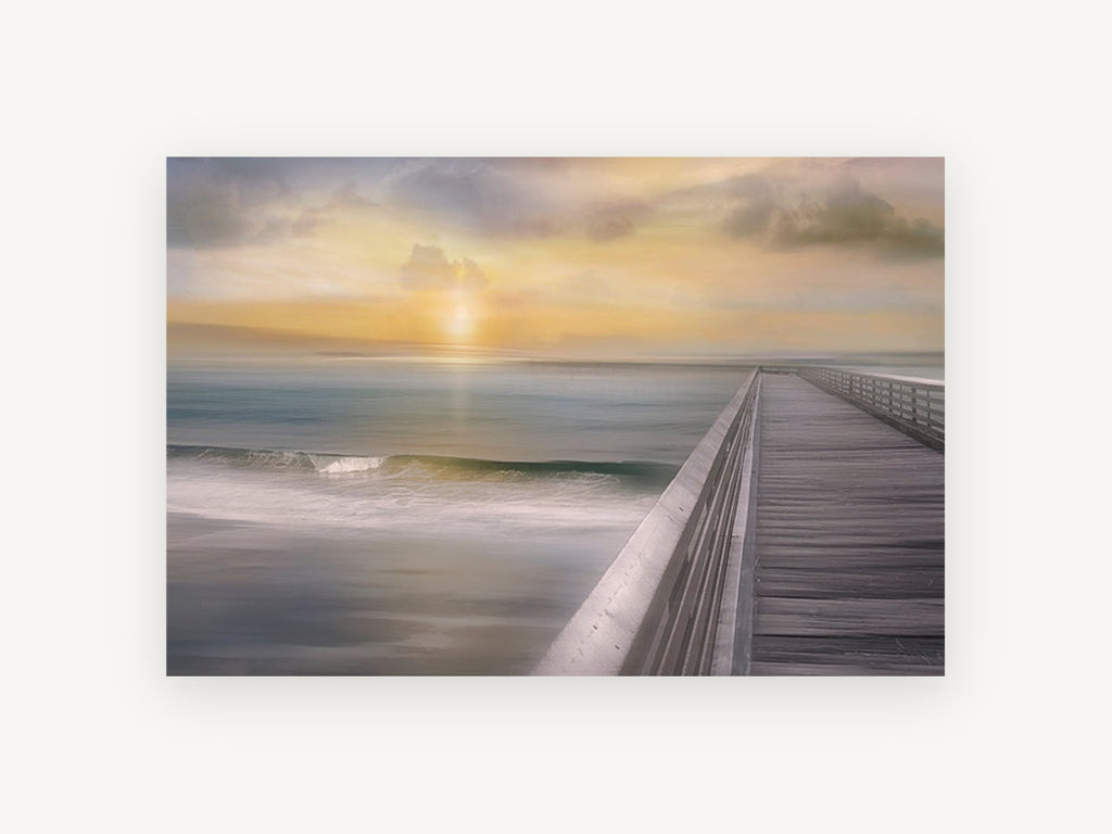 Pier at Sundown, coastal canvas wall art print, front view