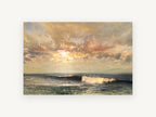 Golden Light Over Waves, coastal canvas wall art print, front view