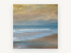 Golden Dusk Shoreline, coastal canvas wall art print, front view