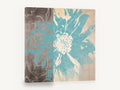 Teal Bloom Divide, teal flower abstract floral, floral canvas wall art print ready to hang