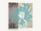 Teal Bloom Divide, teal flower abstract floral, floral canvas wall art print ready to hang